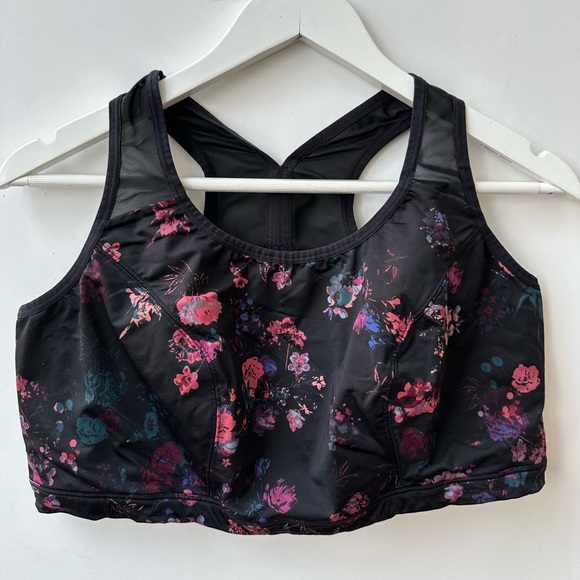 LANE BRYANT / LIVI ACTIVE - Black Floral Print Racer Back Style Sports Bra 22/24 - Picture 2 of 9